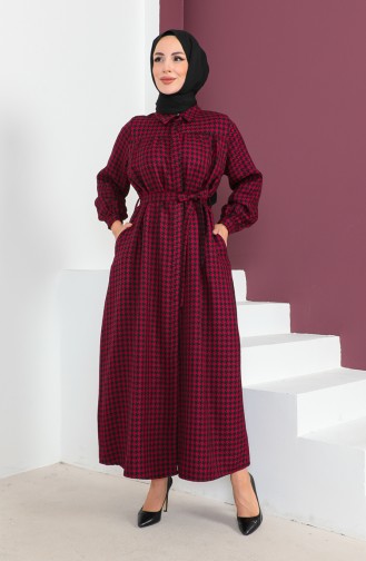 Houndstooth Patterned Buttoned Dress 23k8828-03 İvy 23K8828-03