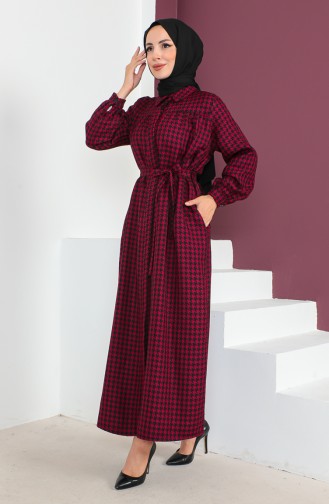 Houndstooth Patterned Buttoned Dress 23k8828-03 İvy 23K8828-03