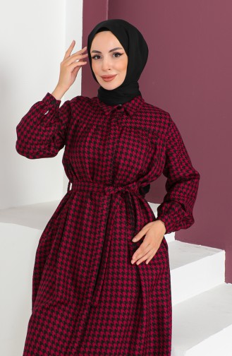 Houndstooth Patterned Buttoned Dress 23k8828-03 İvy 23K8828-03