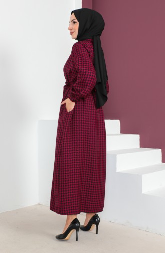 Houndstooth Patterned Buttoned Dress 23k8828-03 İvy 23K8828-03
