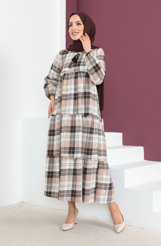 Kleid Mit Karomuster 23K8834-02 Braun 23K8834-02