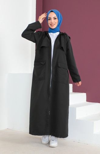 Vivezza Hooded Trench Coat Abaya 6986-01 Black 6986-01