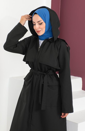فيفيزا عباءة بتصميم معطف طويل موصول بقبعة 6986-01 لون أسود 6986-01