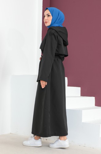 فيفيزا عباءة بتصميم معطف طويل موصول بقبعة 6986-01 لون أسود 6986-01
