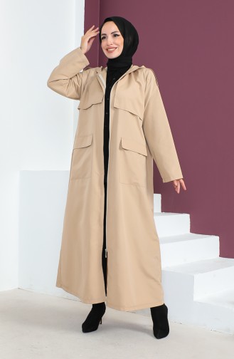 Vivezza Hooded Trench Coat Abaya 6986-02 Beige 6986-02