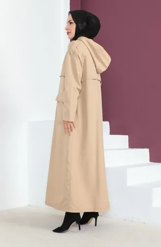 فيفيتزا عباءة بتصميم معطف مطري موصول بقبعة 6986-02 لون بيج 6986-02