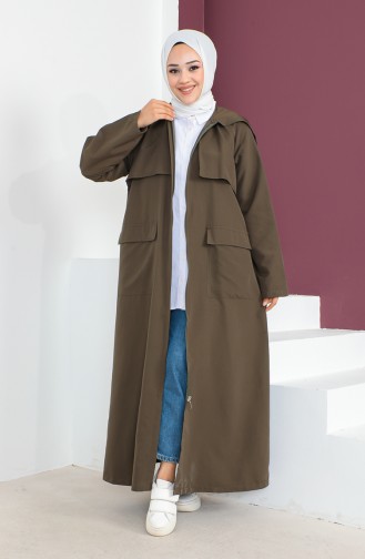 فيفيزا عباءة بتصميم معطف طويل موصول بقبعة 6986-03 لون كاكي 6986-03
