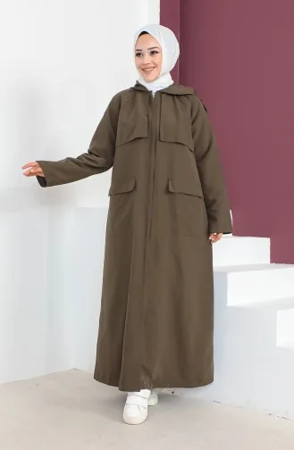 فيفيزا عباءة بتصميم معطف طويل موصول بقبعة 6986-03 لون كاكي 6986-03