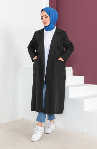 Vivezza Light Comfortable Fit Lined Trench Coat 6987-01 Black 6987-01