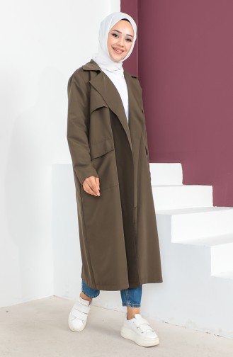 Vivezza Lichte Comfortabele Gevoerde Trenchcoat 6987-02 Kaki 6987-02