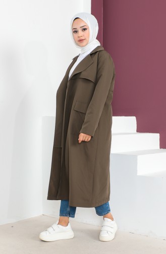 Vivezza Light Comfortable Fit Lined Trench Coat 6987-02 Khaki 6987-02