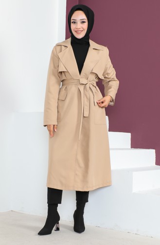 Vivezza Lichte Comfortabele Pasvorm Gevoerde Trenchcoat 6987-03 Beige 6987-03