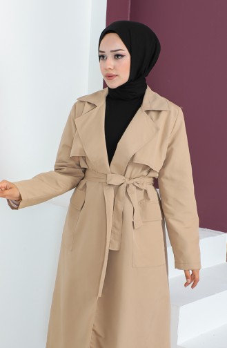 Vivezza Leichter Bequemer Gefütterter Trenchcoat 6987-03 Beige 6987-03