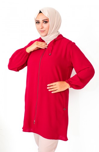 Plus Size Aerobin Zippered Tunic 1001-01 Claret Red 1001-01