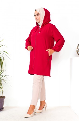 Plus Size Aerobin Zippered Tunic 1001-01 Claret Red 1001-01