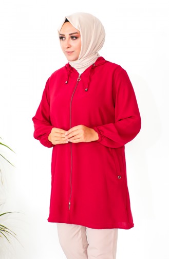 Plus Size Aerobin Zippered Tunic 1001-01 Claret Red 1001-01