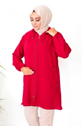 Plus Size Aerobin Zippered Tunic 1001-01 Claret Red 1001-01