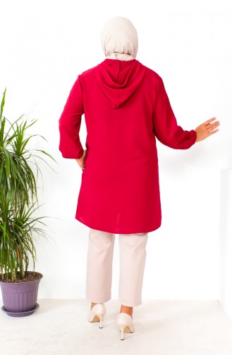 Plus Size Aerobin Zippered Tunic 1001-01 Claret Red 1001-01