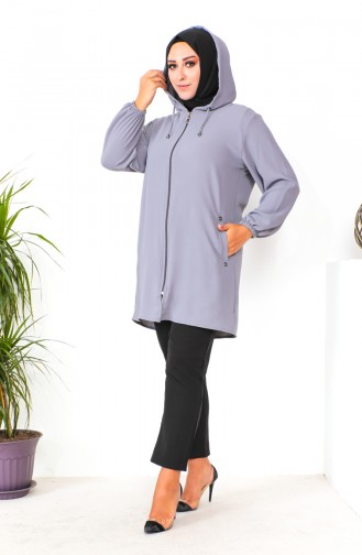 Plus Size Aerobin Zippered Tunic 1001-02 Gray 1001-02