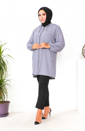 Plus Size Aerobin Zippered Tunic 1001-02 Gray 1001-02