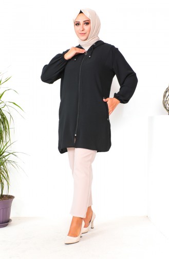 Plus Size Aerobin Zippered Tunic 1001-04 Black 1001-04