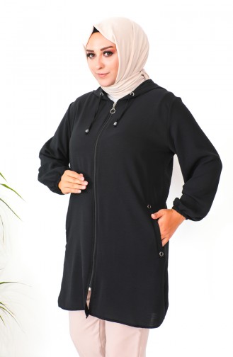 Plus Size Aerobin Zippered Tunic 1001-04 Black 1001-04