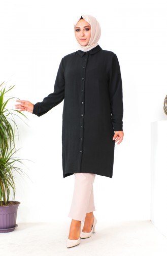 Tunique Boutonnée Aerobin Grande Taille 1201-01 Noir 1201-01