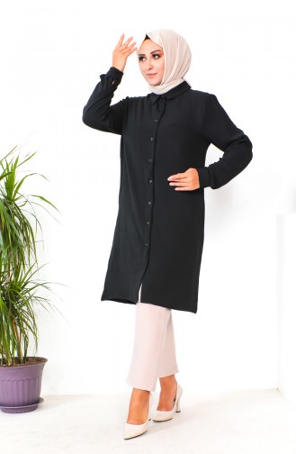 Tunique Boutonnée Aerobin Grande Taille 1201-01 Noir 1201-01