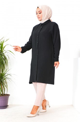 Tunique Boutonnée Aerobin Grande Taille 1201-01 Noir 1201-01