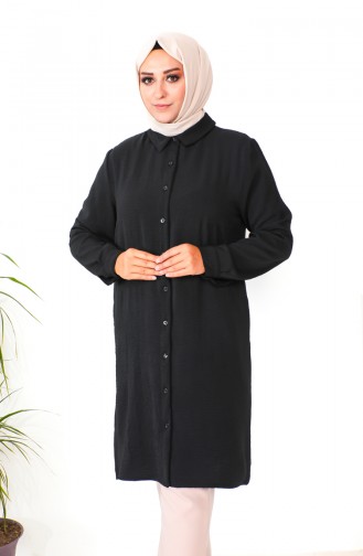 Tunique Boutonnée Aerobin Grande Taille 1201-01 Noir 1201-01