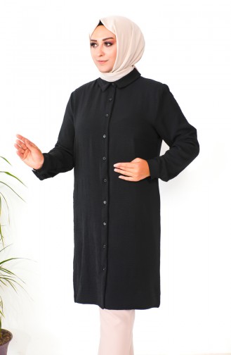 Tunique Boutonnée Aerobin Grande Taille 1201-01 Noir 1201-01