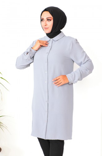 Tunique Boutonnée Aerobin Grande Taille 1201-02 Gris 1201-02