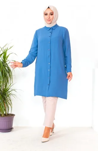 Tunique Aerobin Boutonnée Grande Taille 1201-03 Indigo 1201-03