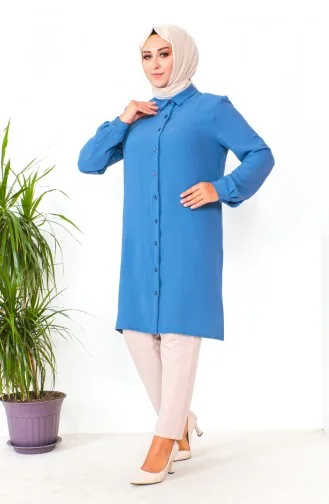 Tunique Aerobin Boutonnée Grande Taille 1201-03 Indigo 1201-03