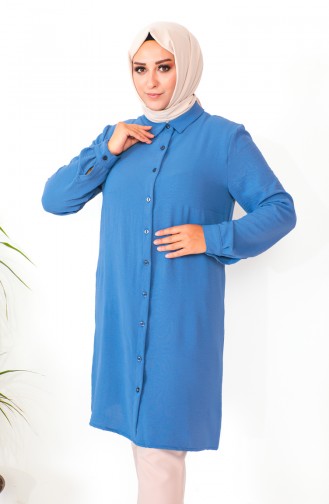 Plus Size Aerobin Buttoned Tunic 1201-03 Indigo 1201-03