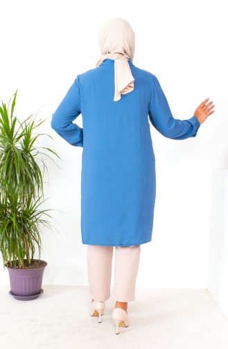 Plus Size Aerobin Buttoned Tunic 1201-03 Indigo 1201-03