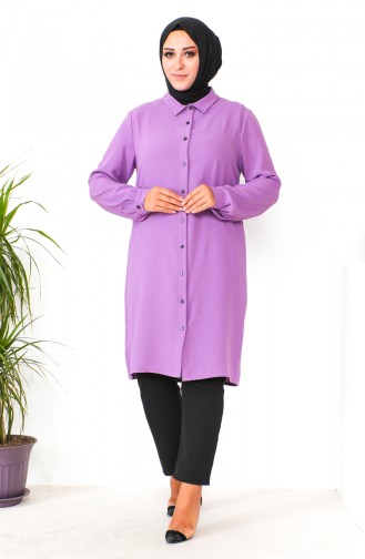 Plus Size Aerobin Buttoned Tunic 1201-04 Lilac 1201-04