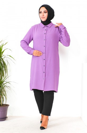 Plus Size Aerobin Buttoned Tunic 1201-04 Lilac 1201-04