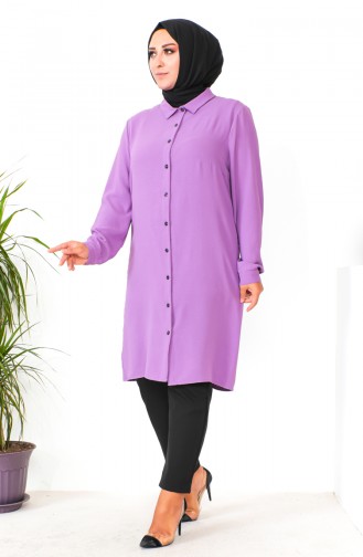 Plus Size Aerobin Buttoned Tunic 1201-04 Lilac 1201-04