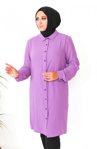 Plus Size Aerobin Buttoned Tunic 1201-04 Lilac 1201-04