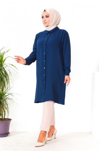 Tunique Aerobin Boutonnée Grande Taille 1201-06 Bleu Marine 1201-06
