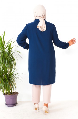 Tunique Aerobin Boutonnée Grande Taille 1201-06 Bleu Marine 1201-06