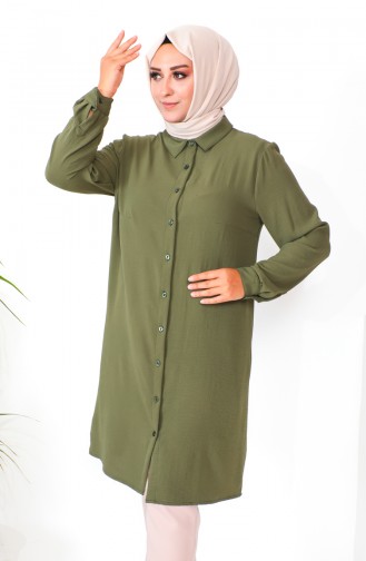 Plus Size Aerobin Buttoned Tunic 1201-07 Khaki 1201-07