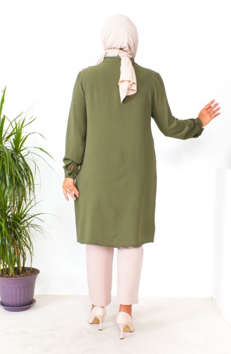 Plus Size Aerobin Buttoned Tunic 1201-07 Khaki 1201-07