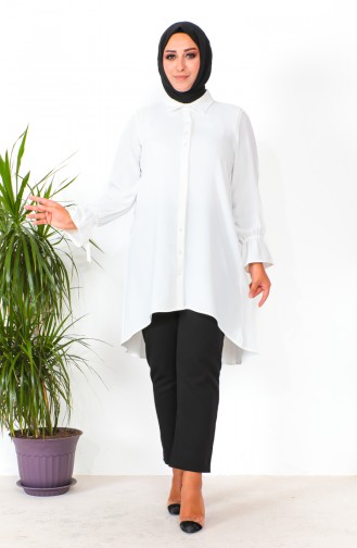 Plus Size Asymmetrical Tunic 1501-01 Ecru 1501-01