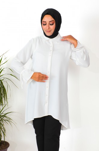 Plus Size Asymmetrical Tunic 1501-01 Ecru 1501-01