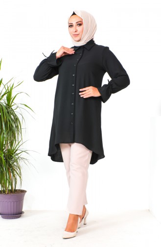 Plus Size Asymmetrical Tunic 1501-02 Black 1501-02