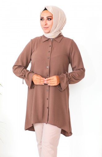 Plus Size Asymmetrical Tunic 1501-04 Brown 1501-04