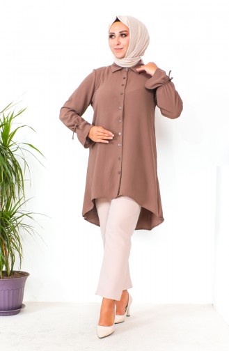 Plus Size Asymmetrical Tunic 1501-04 Brown 1501-04