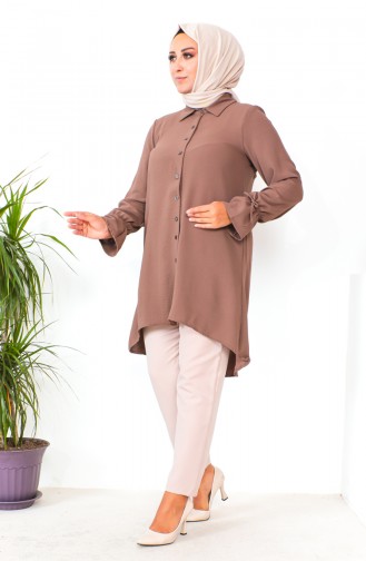 Plus Size Asymmetrical Tunic 1501-04 Brown 1501-04